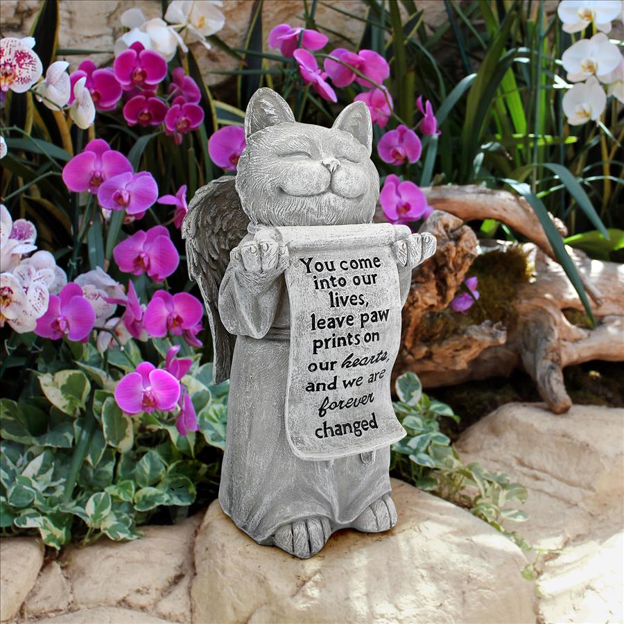 Paw Prints on our Hearts Memorial Cat Statue