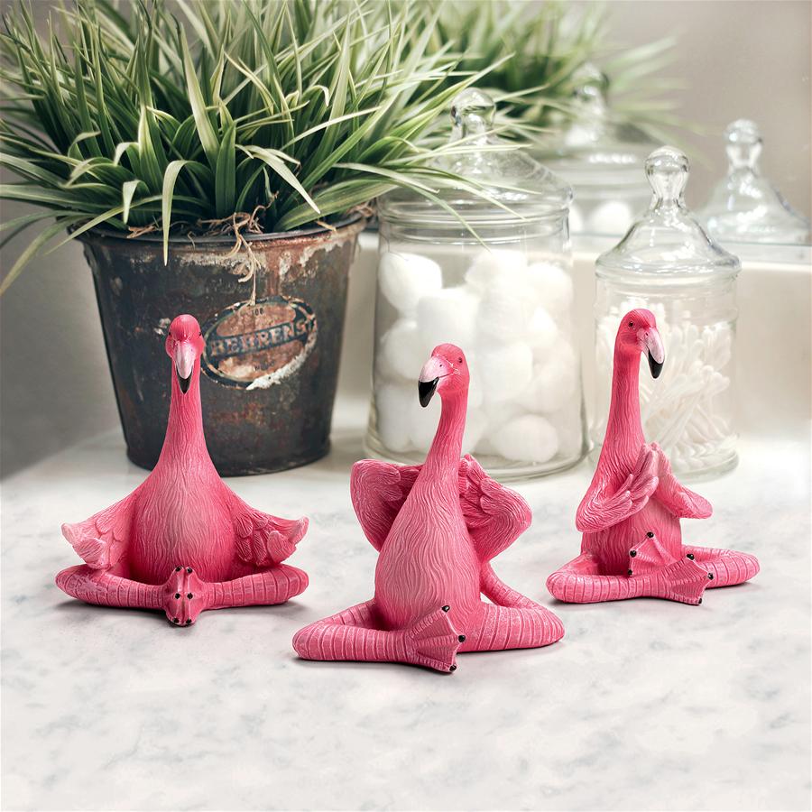 The Zen of Pink Flamingos Yoga Statues: Medium