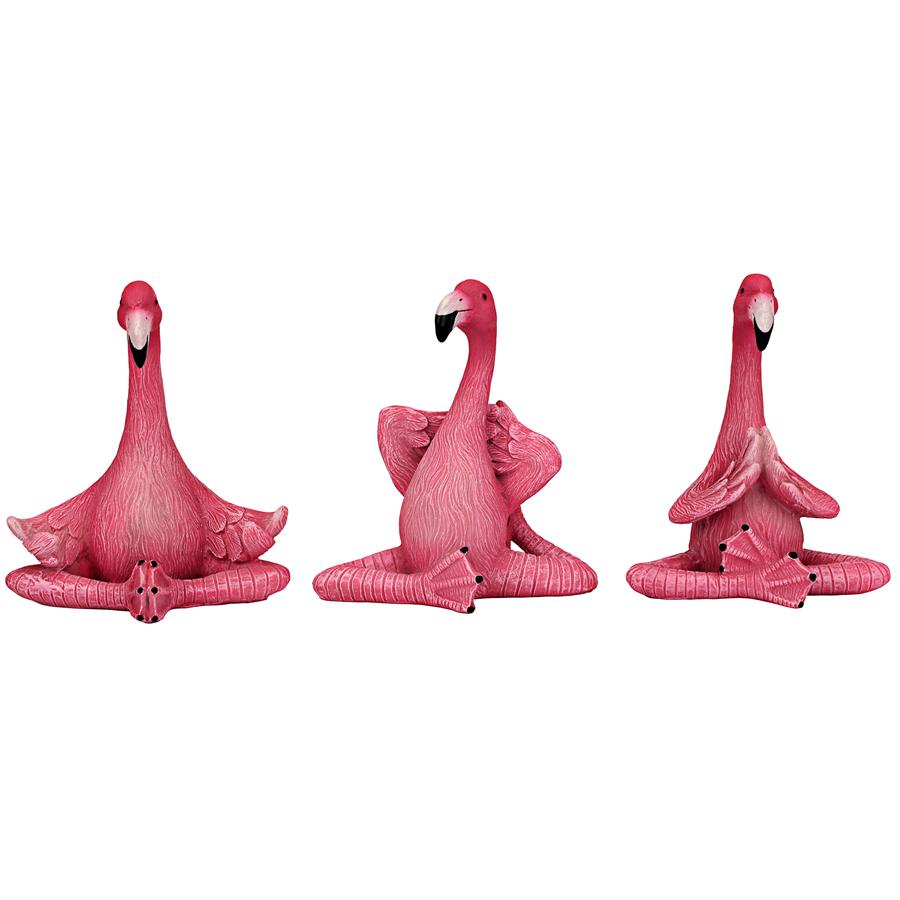 The Zen of Pink Flamingos Yoga Statues: Medium