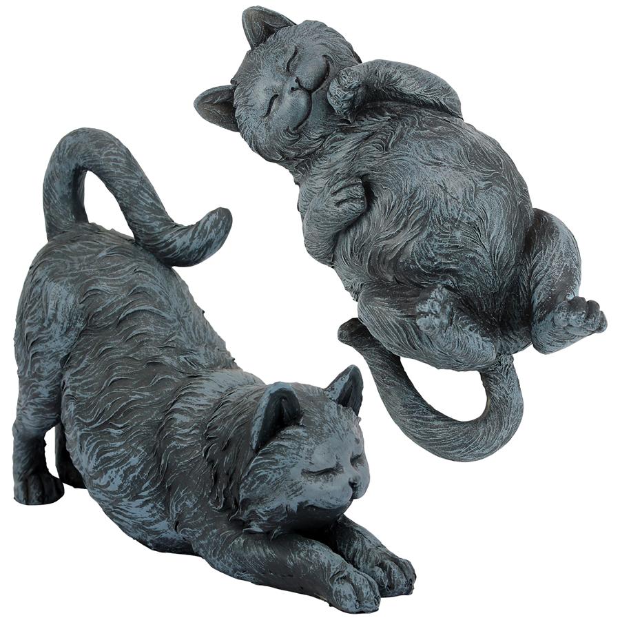 Playful Cats Statue Collection: Set of Two