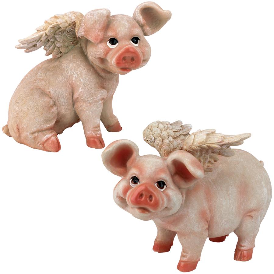 Hog Heaven Flying Pigs Statue Collection: Set of Two