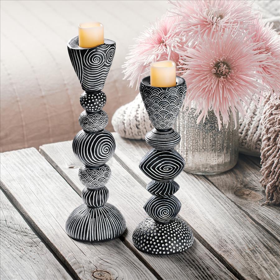 Tribal Funk Contemporary Candle Holder Set