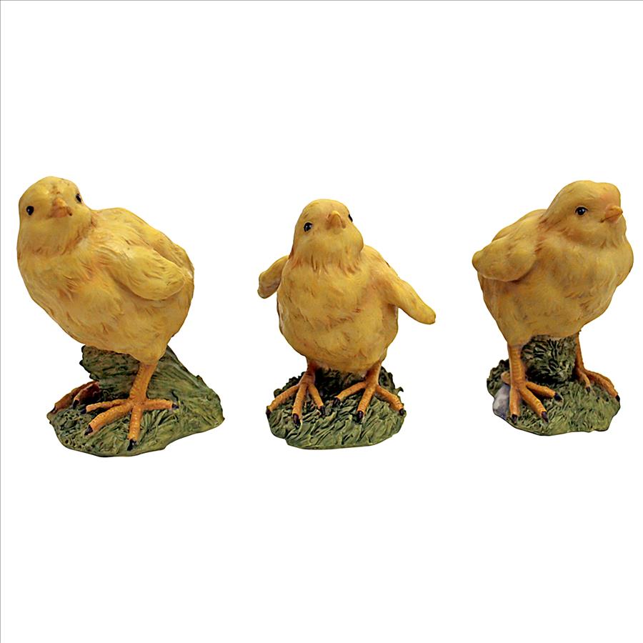 Hatching Chicks, Set of 3 Baby Chicken Statues