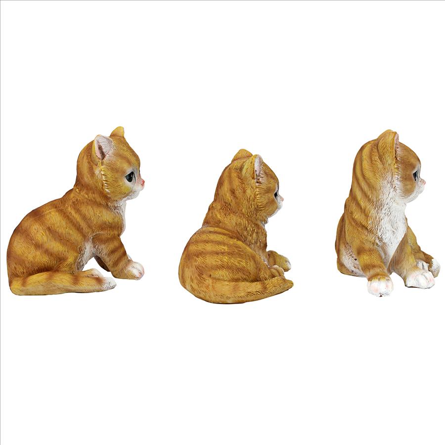 Tabby Kitten Triplets, Baby Cat Statues