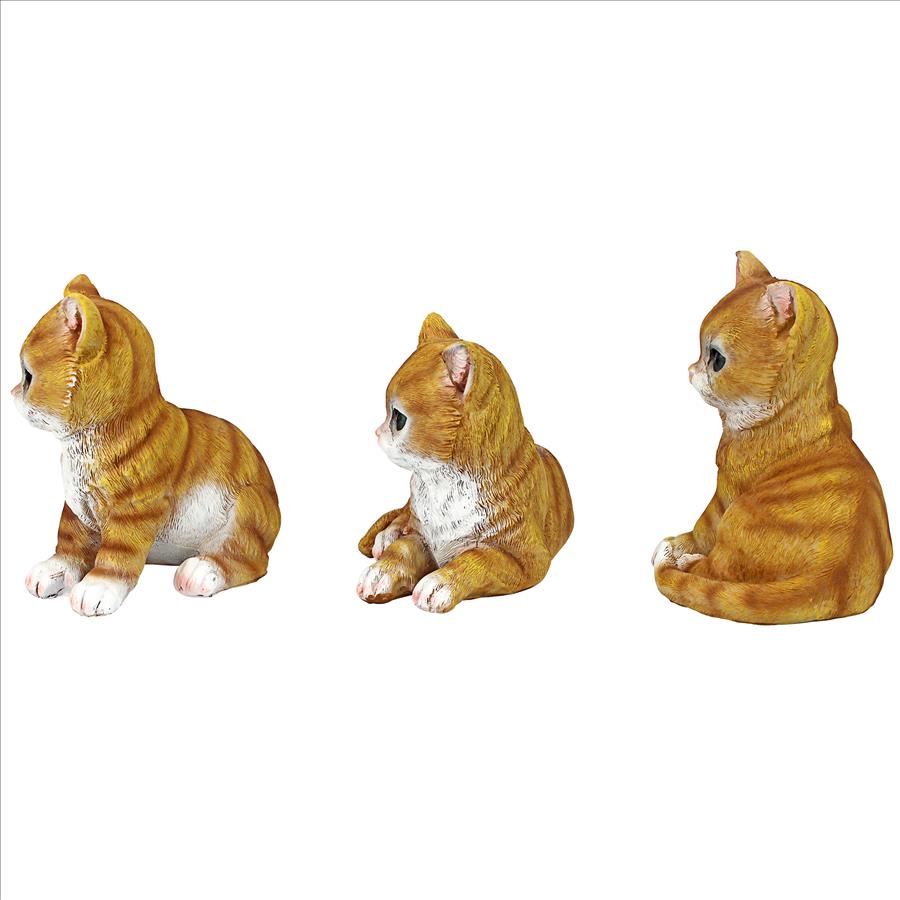 Tabby Kitten Triplets, Baby Cat Statues