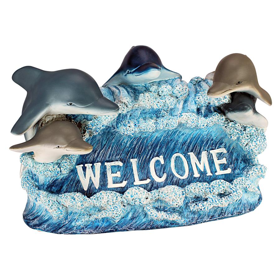 Dolphin Welcome Sign Statue