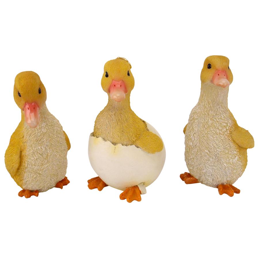 Duckling Brood Garden Statues: Set of Three