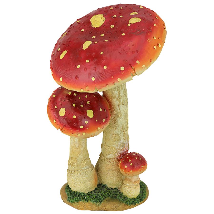 Mystic Forest Red and Tan Mushroom Statue: Red