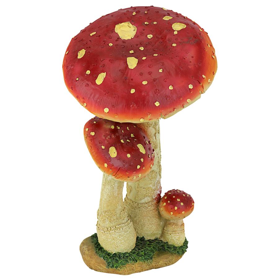 Mystic Forest Red and Tan Mushroom Statue: Red