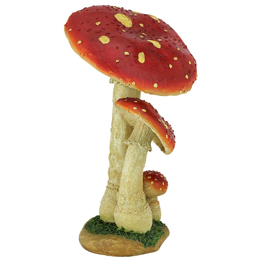 Mystic Forest Red and Tan Mushroom Statue: Red