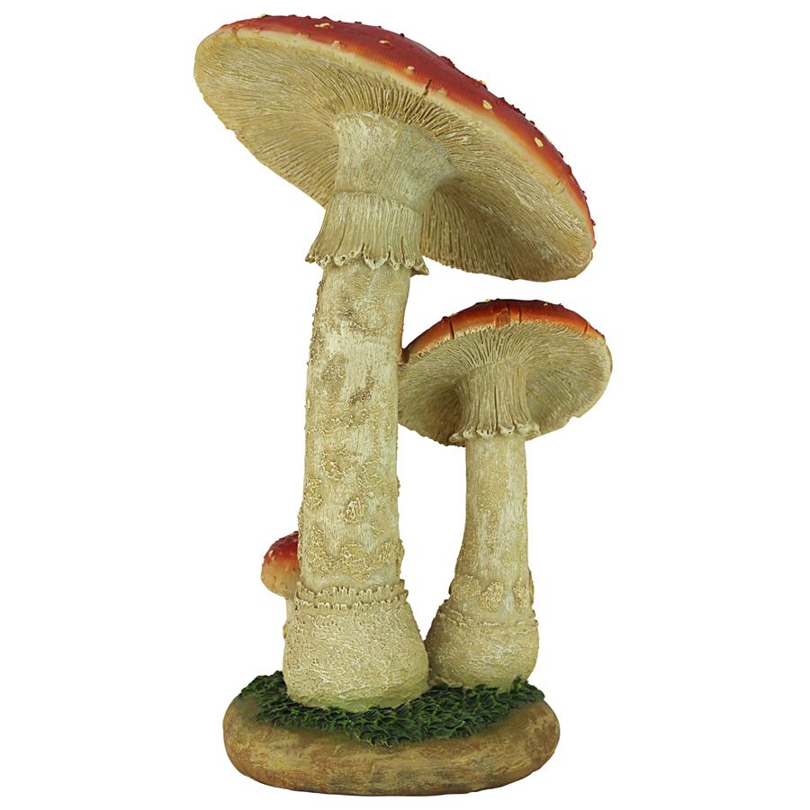 Mystic Forest Red and Tan Mushroom Statue: Red