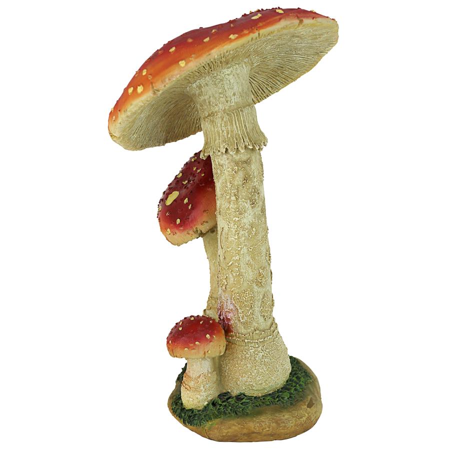 Mystic Forest Red and Tan Mushroom Statue: Red