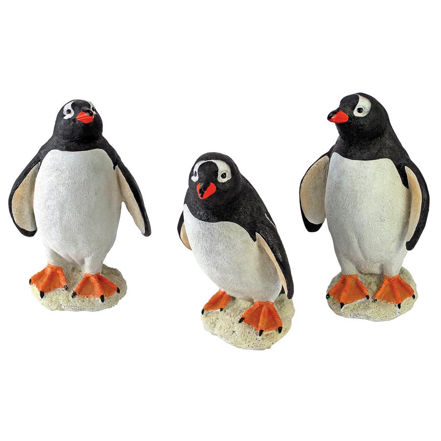 Baby Penguin Triplet Statues