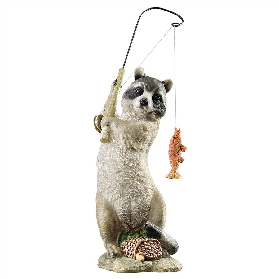 The Masked Fisherman Raccoon Statue