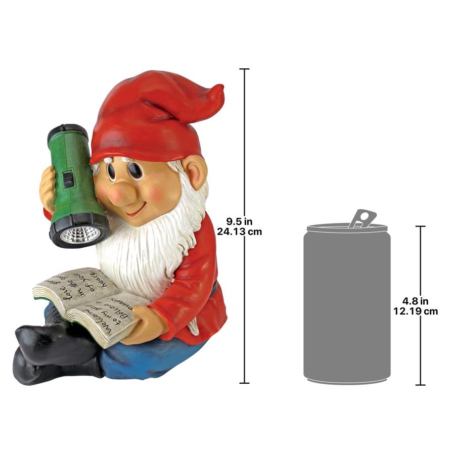 Flashlight Freddie Solar Garden Gnome Statue