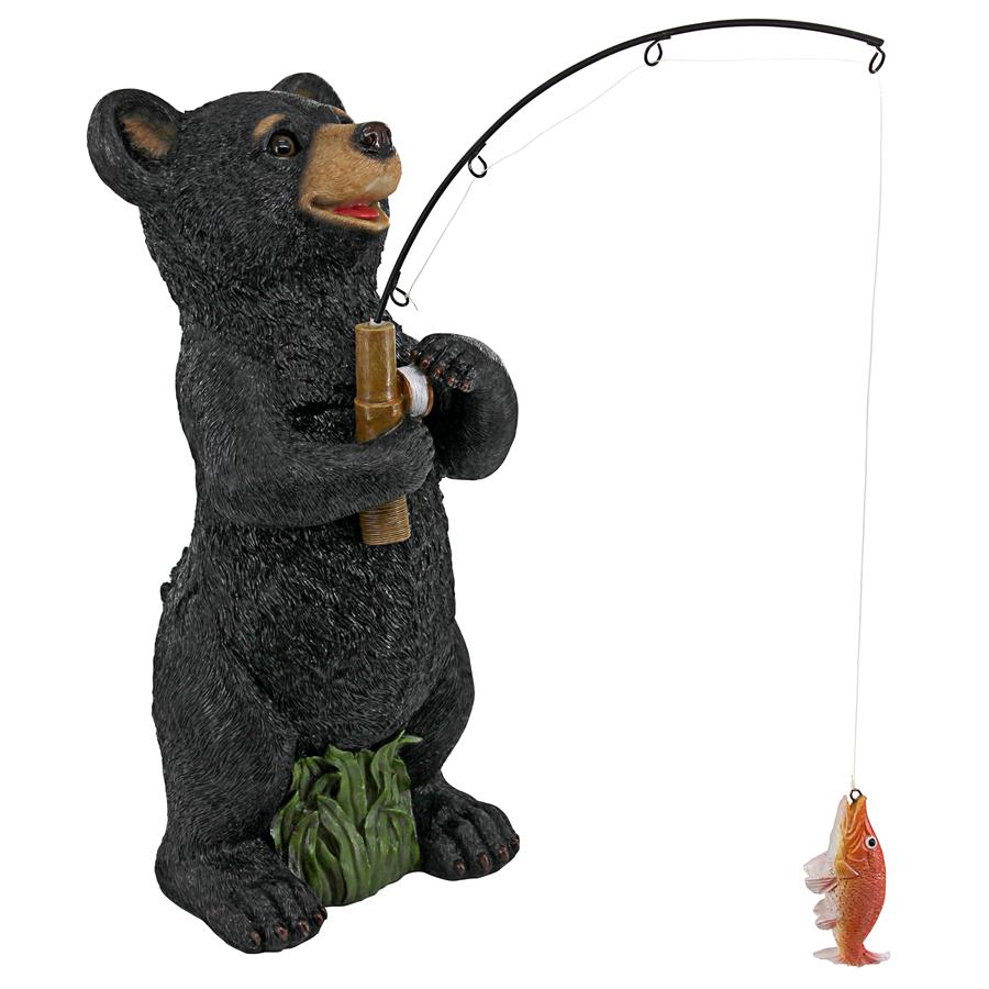 Hooked on Fishing, Fisherman Black Bear Statue