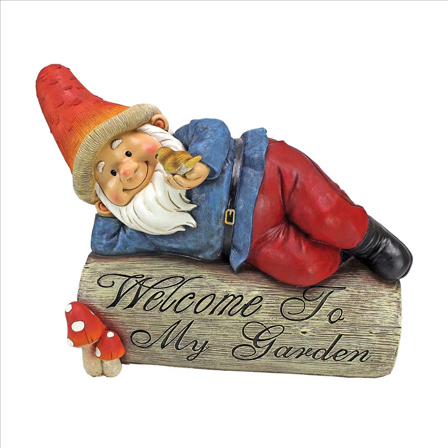 Gideon, the Garden Gnome Welcome Sign Statue