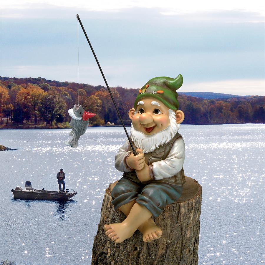 Ziggy, the Fishing Gnome Garden Sitter Statue