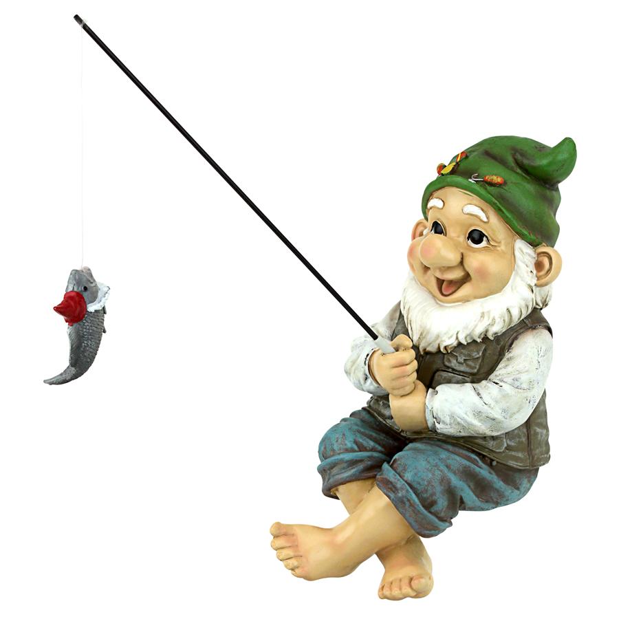 Ziggy, the Fishing Gnome Garden Sitter Statue