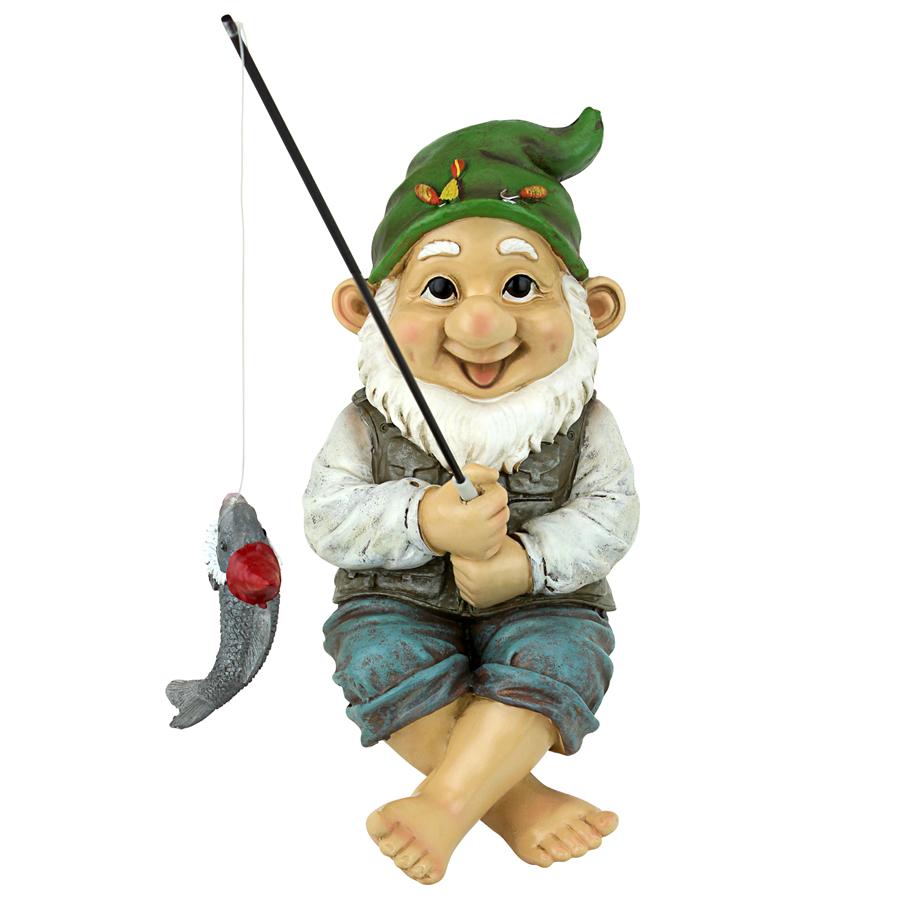 Ziggy, the Fishing Gnome Garden Sitter Statue