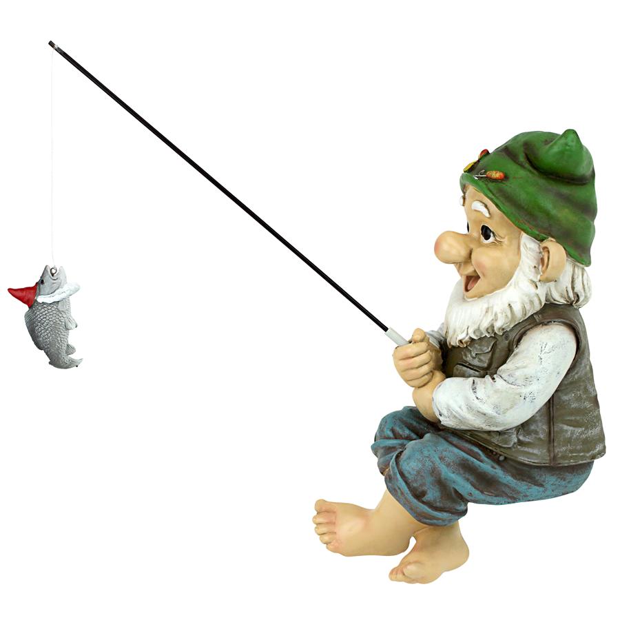 Ziggy, the Fishing Gnome Garden Sitter Statue