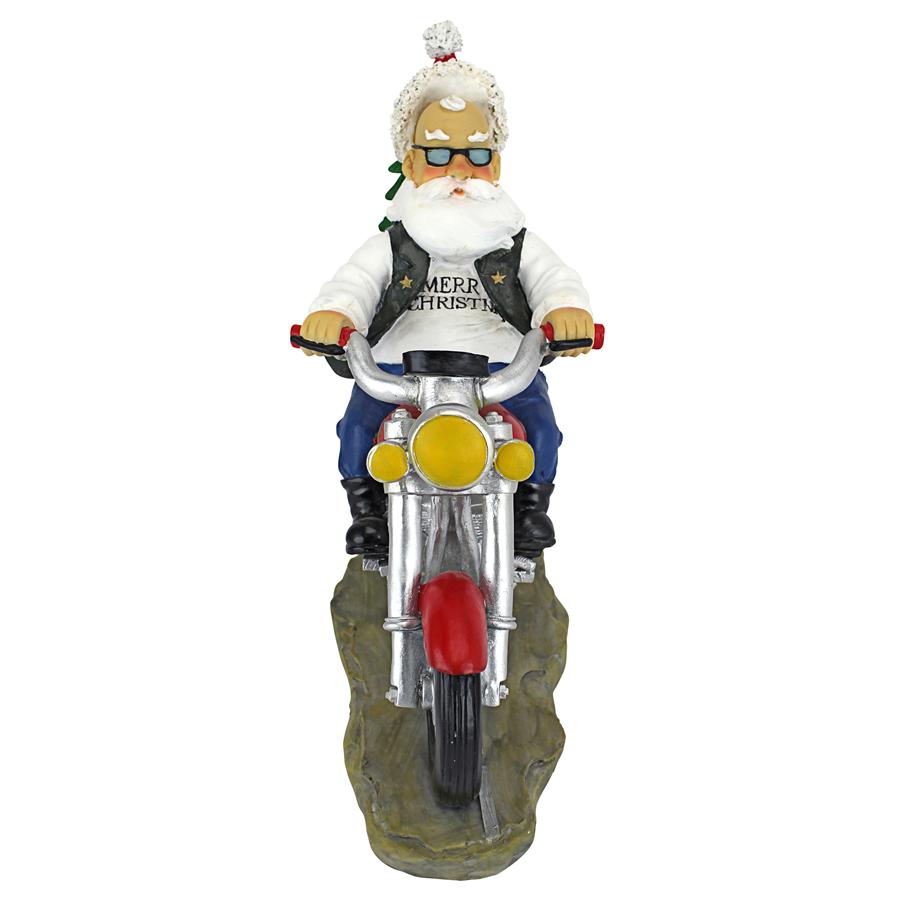 Old School Father Christmas Santa Biker Statue