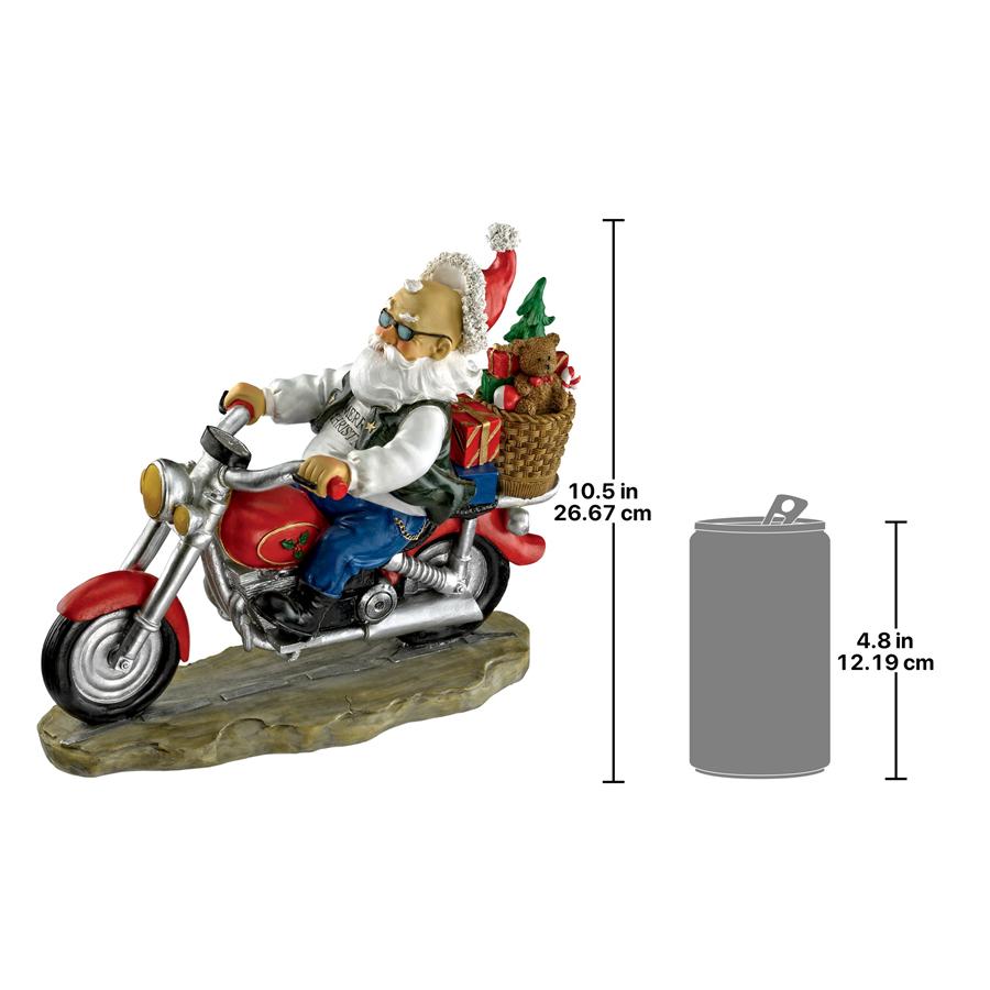 Old School Father Christmas Santa Biker Statue