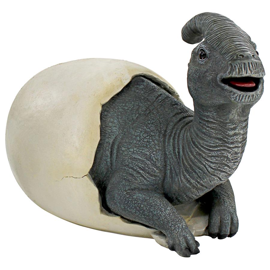 Prehistoric Parasaurolophus Dinosaur Egg Hatchling Garden Statue