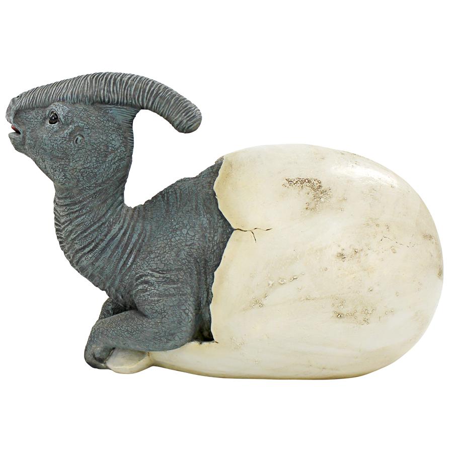 Prehistoric Parasaurolophus Dinosaur Egg Hatchling Garden Statue