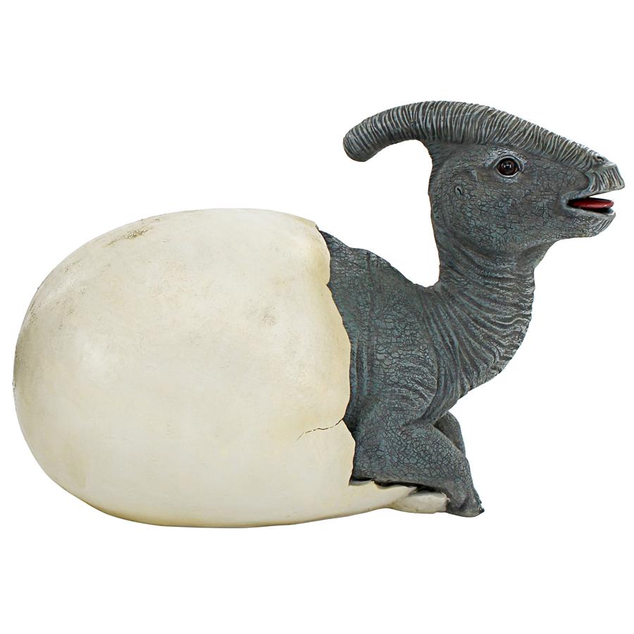 Prehistoric Parasaurolophus Dinosaur Egg Hatchling Garden Statue