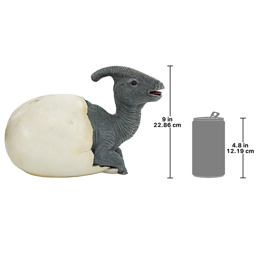 Prehistoric Parasaurolophus Dinosaur Egg Hatchling Garden Statue