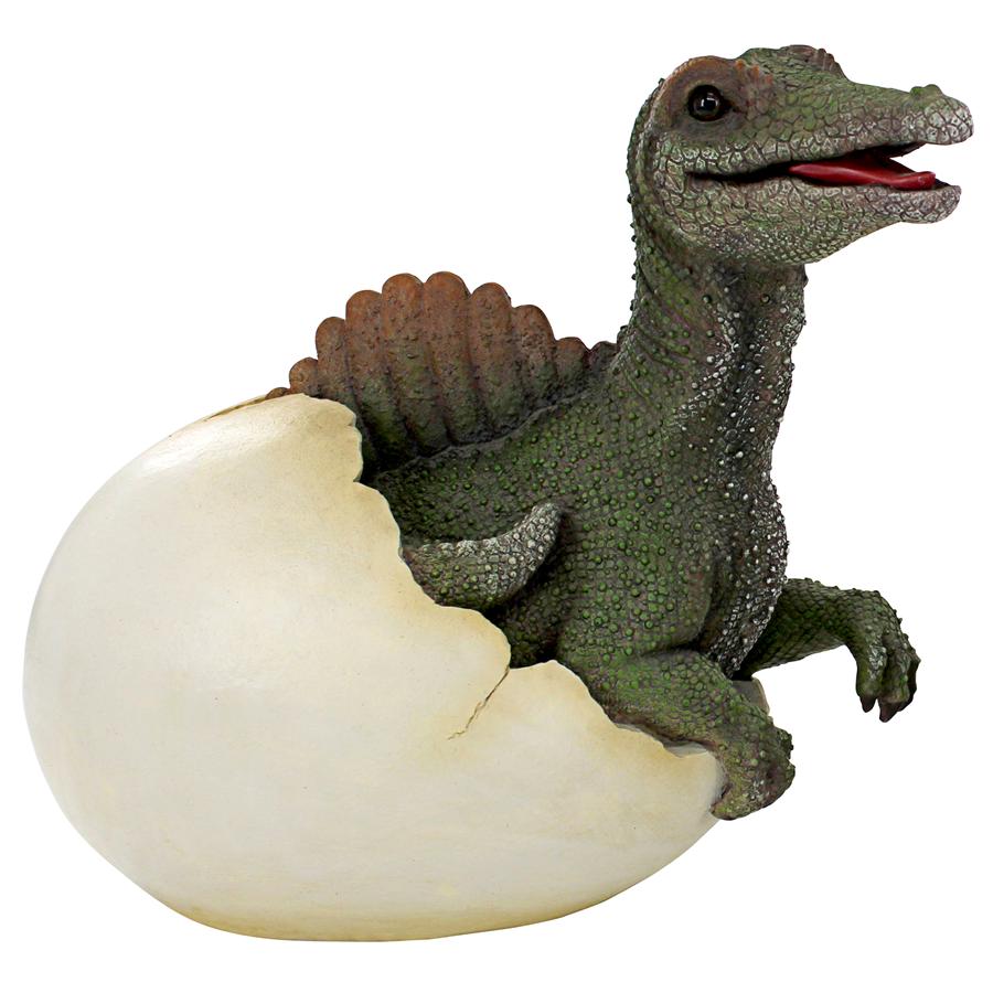 Prehistoric Spinosaurus Dinosaur Egg Hatchling Garden Statue