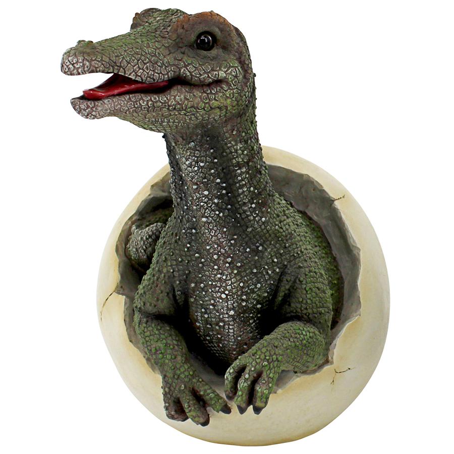 Prehistoric Spinosaurus Dinosaur Egg Hatchling Garden Statue