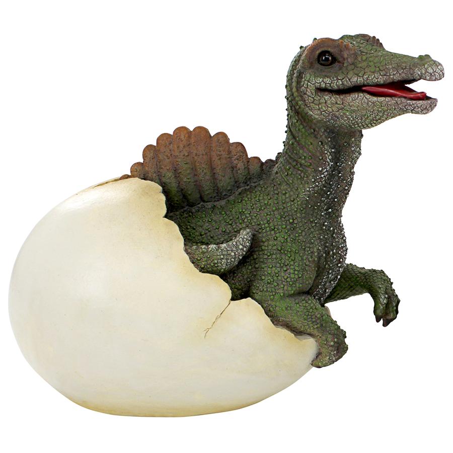 Prehistoric Spinosaurus Dinosaur Egg Hatchling Garden Statue