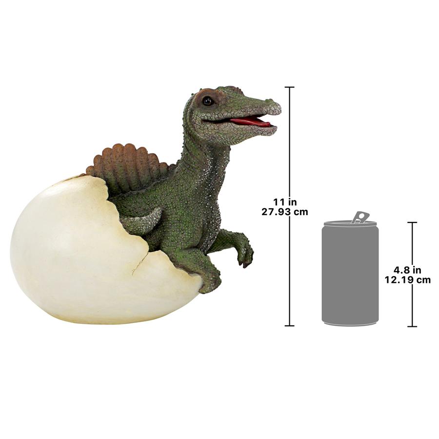 Prehistoric Spinosaurus Dinosaur Egg Hatchling Garden Statue