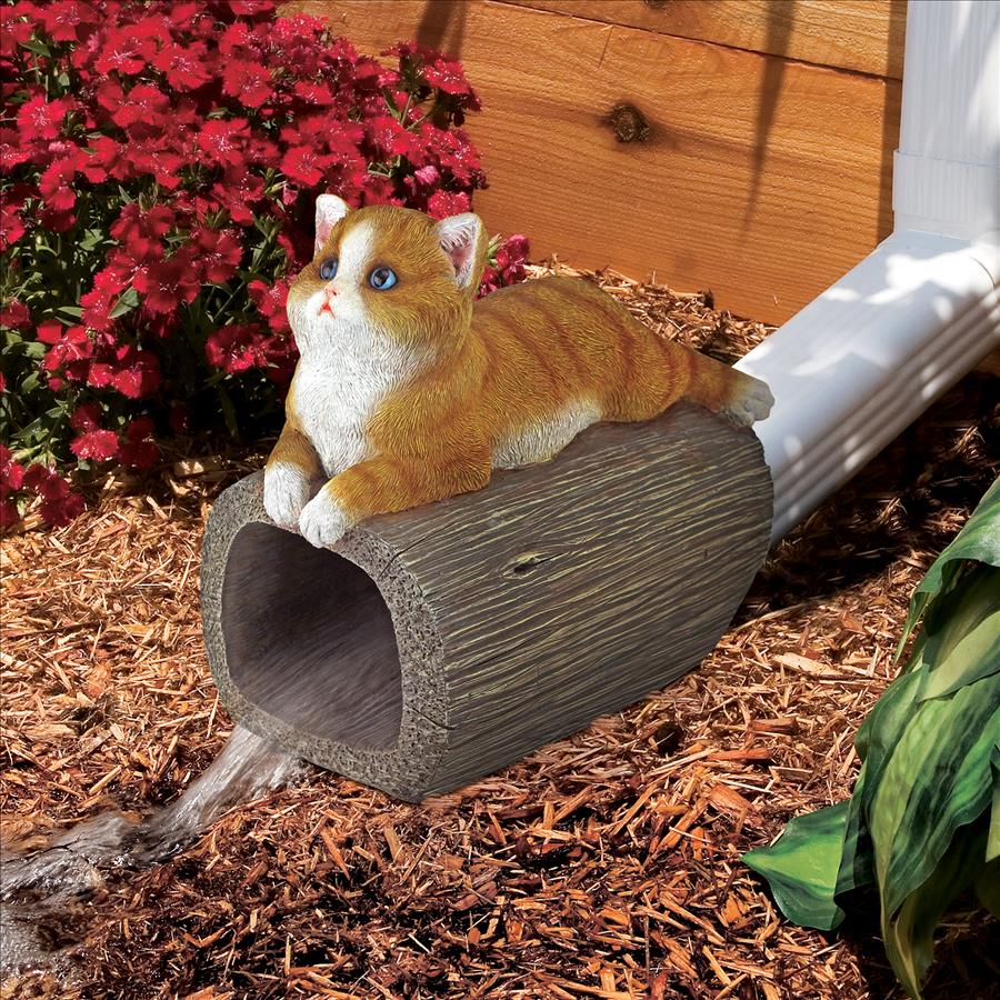 Kitty Cat Gutter Guardian Downspout Statue