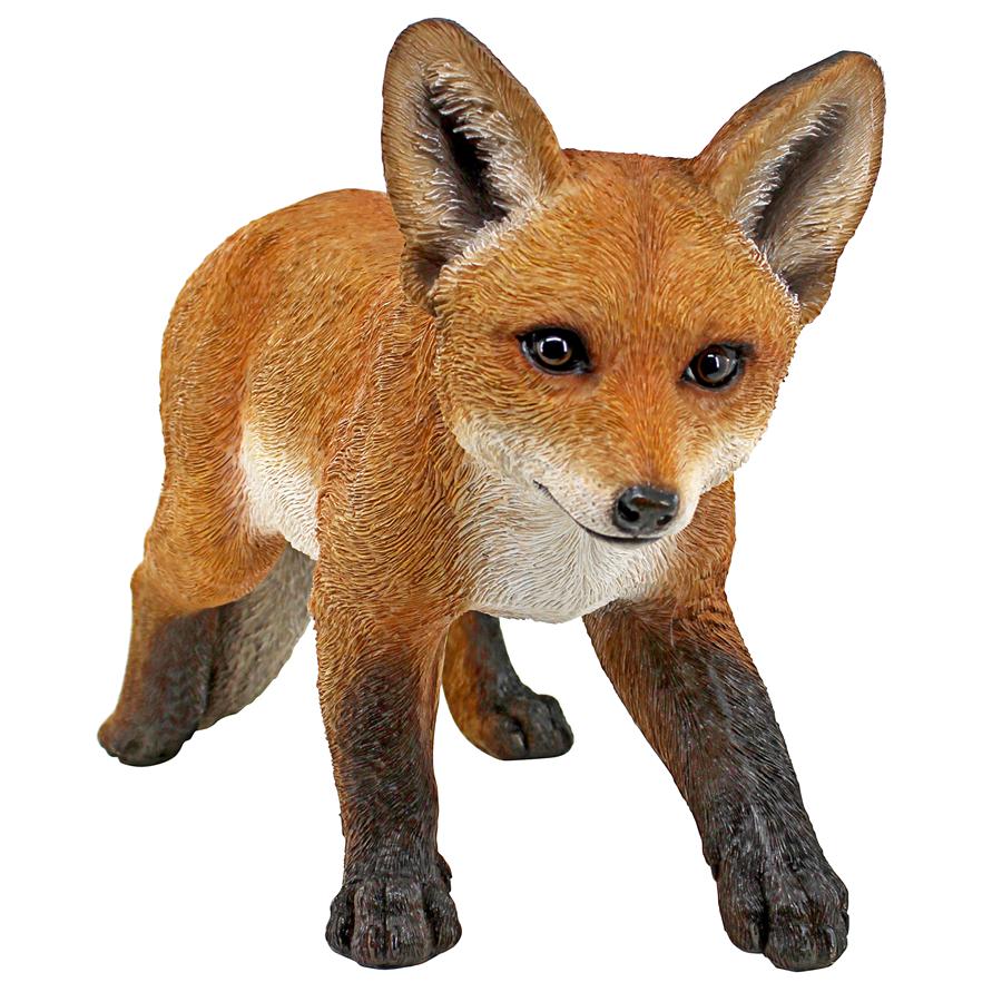 Cavorting Carmine Baby Red Fox Statue