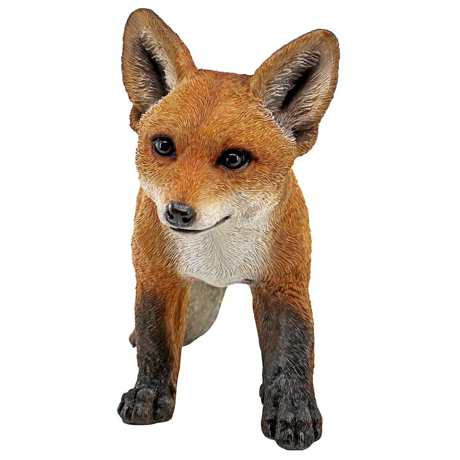 Cavorting Carmine Baby Red Fox Statue