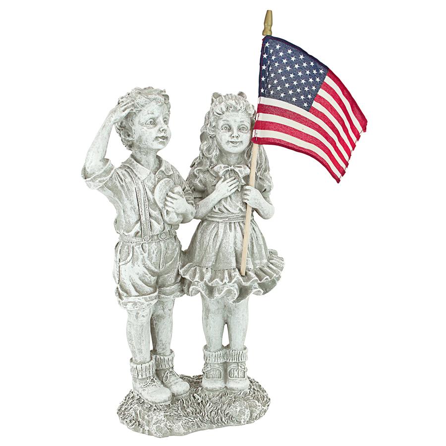 Patriotic Flag Children Statue