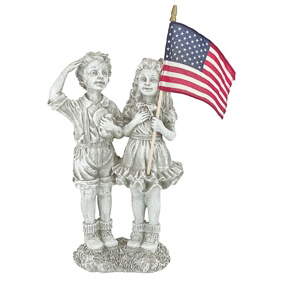 Patriotic Flag Children Statue