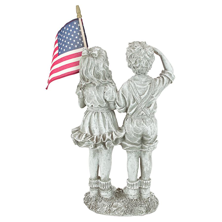 Patriotic Flag Children Statue