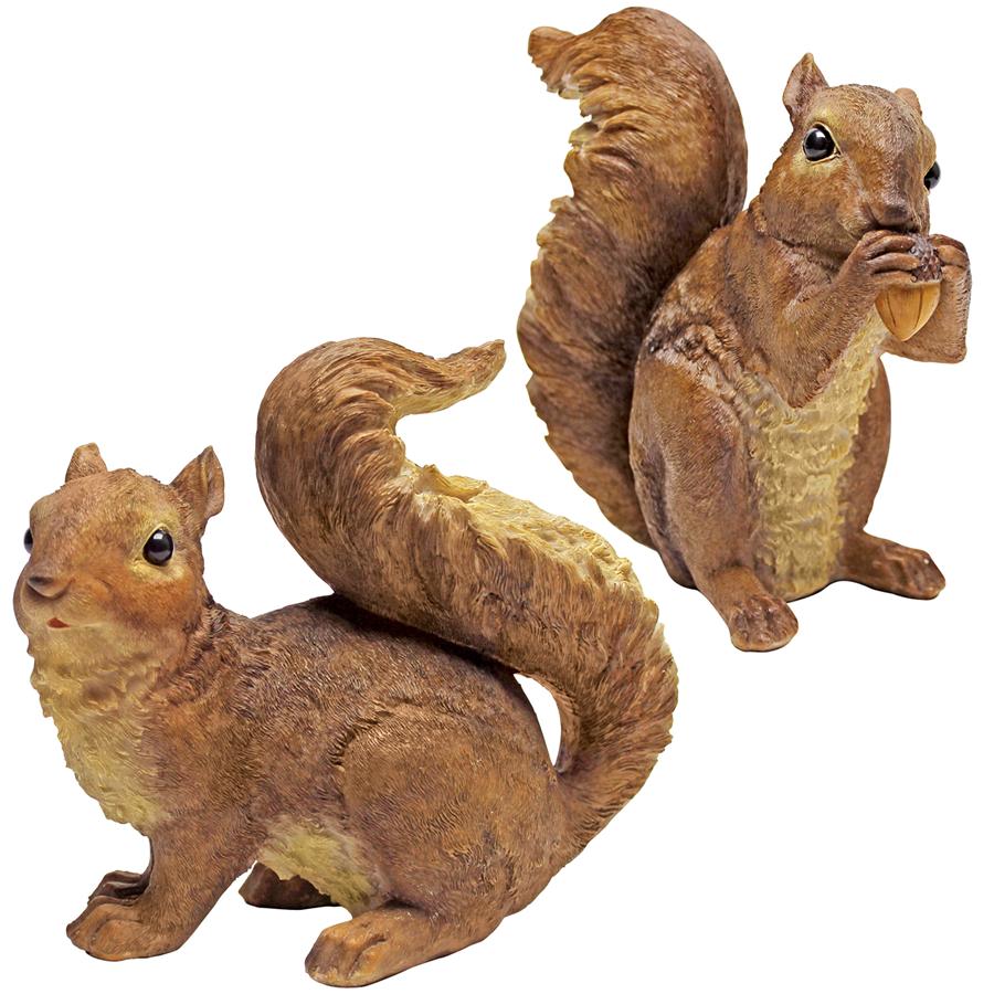 Scamper and Chomper, the Woodland Squirrel Statues: Set of Two