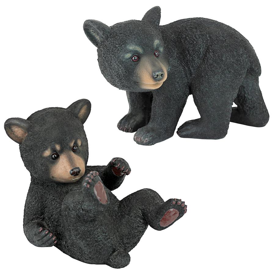 Roly-Poly Bear Cub Statues: Set of Two