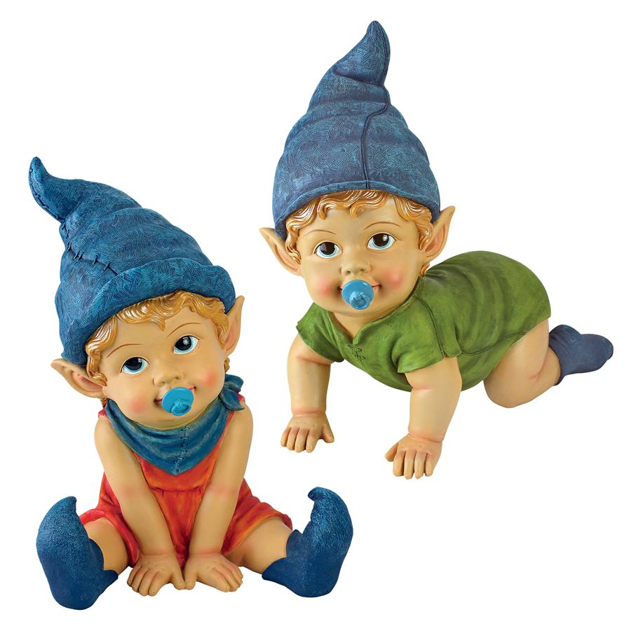 Archibald and Blaze the Baby Gnome Statues