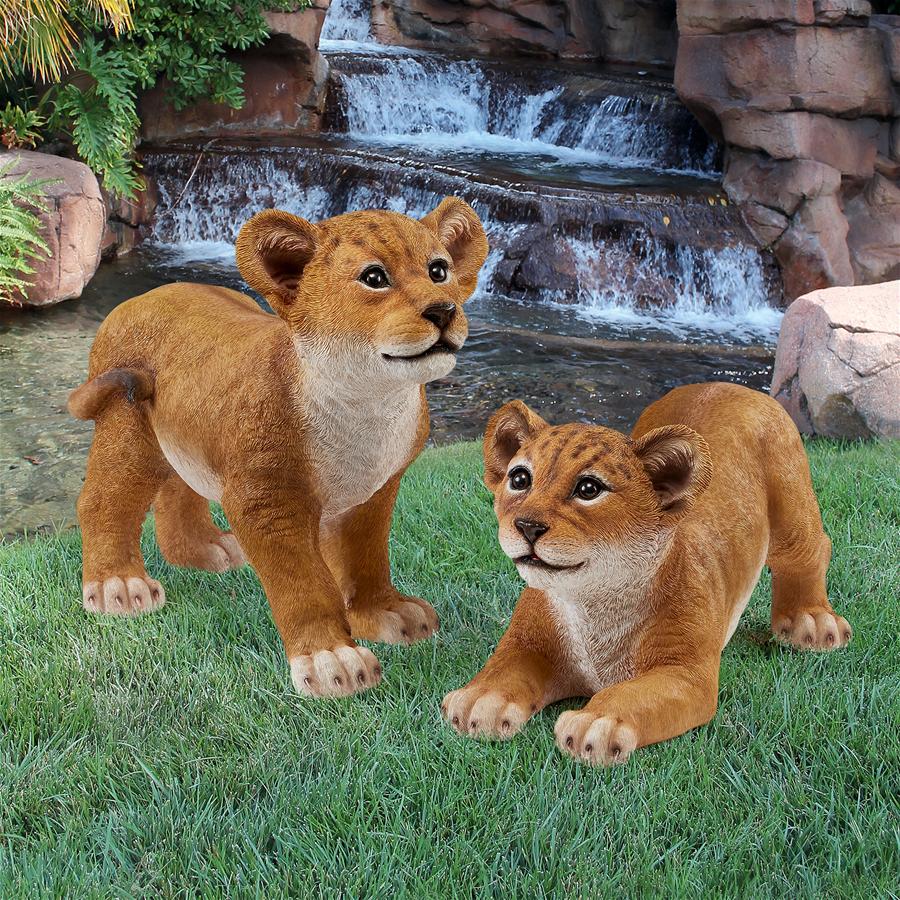 Lion Cubs of the Sahara Animal Statues: Complete Set