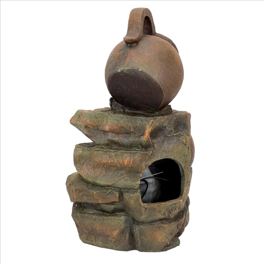 LaTaverna Cascading Urns Illuminated Garden Fountain