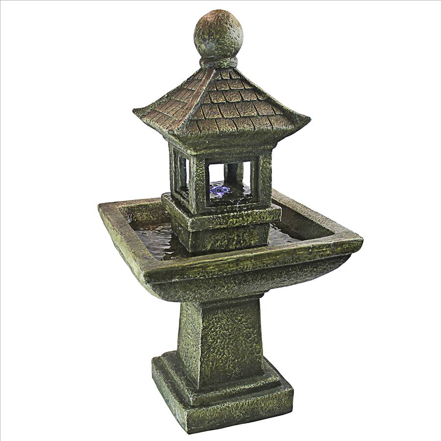 Sacred Space Pagoda Illuminated Garden Fountain