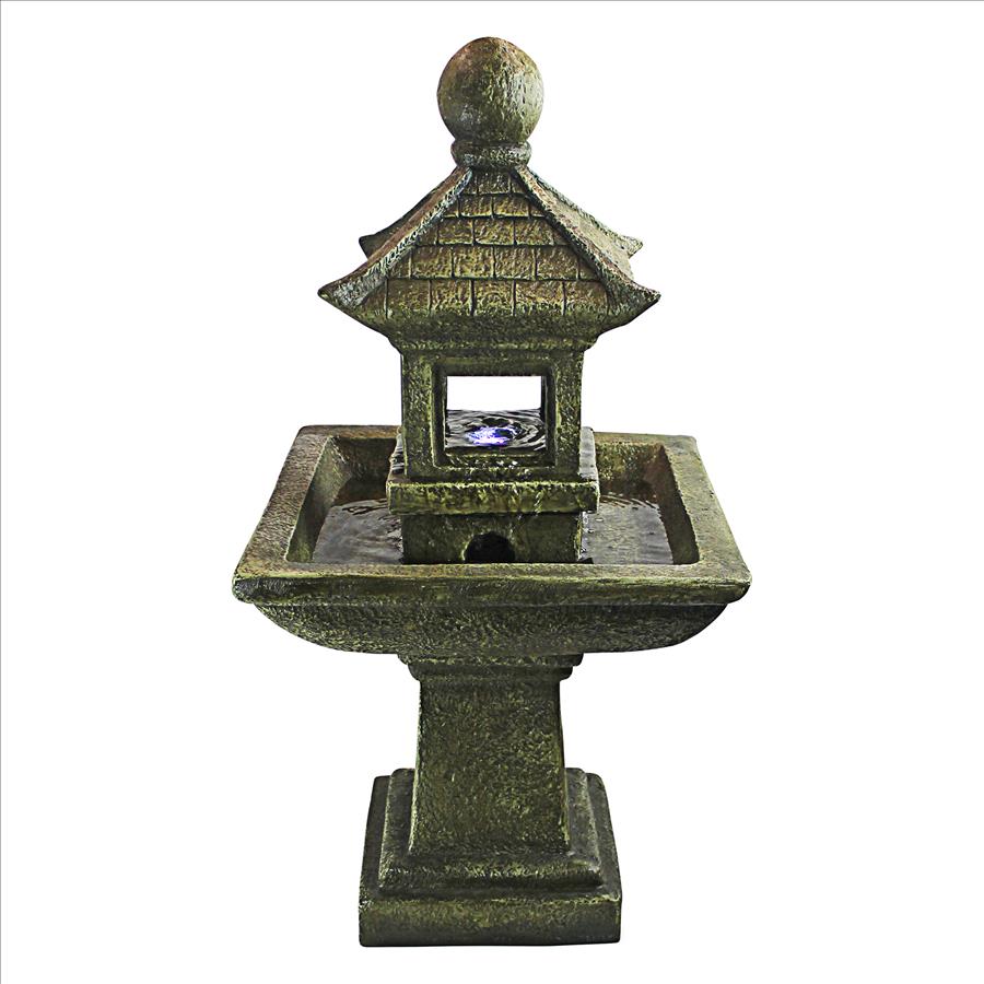 Sacred Space Pagoda Illuminated Garden Fountain