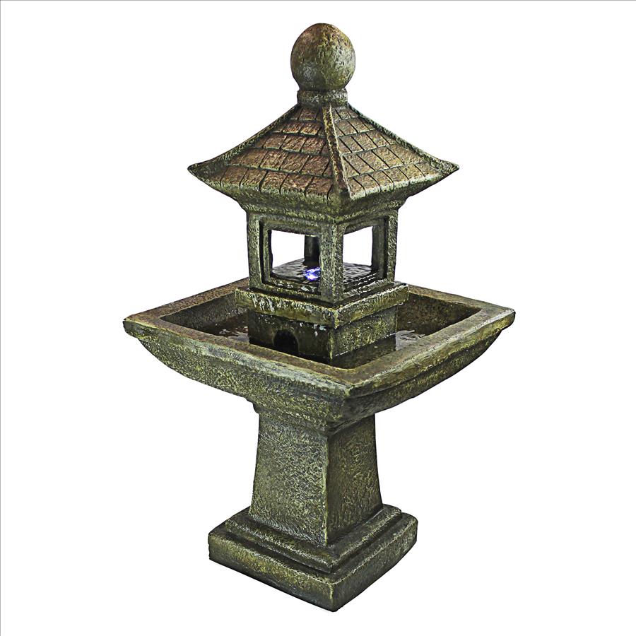 Sacred Space Pagoda Illuminated Garden Fountain