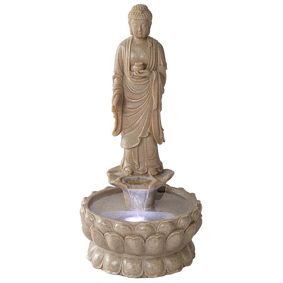 Earth Witness Buddha Illuminated Garden Fountain: Large